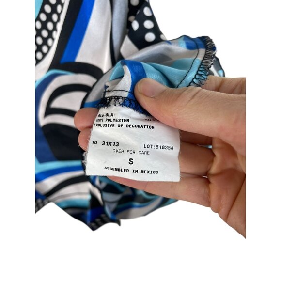 Y2K Black & Blue Abstract Sweetheart Milkmaid Sleeveless Top - Picture 7 of 12